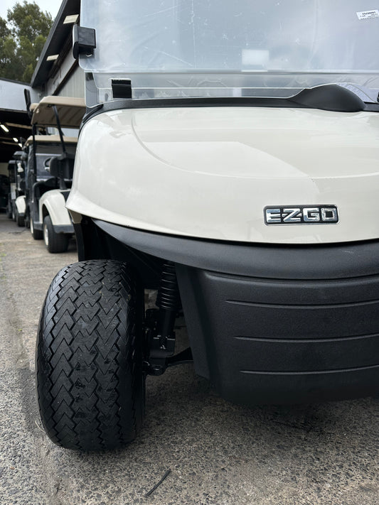 Front view of the used EZGO RXV with lithium battery