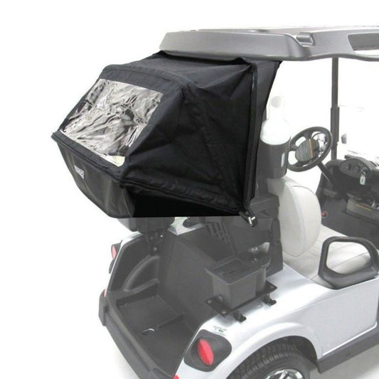 Black EZGO rear golf bag cover